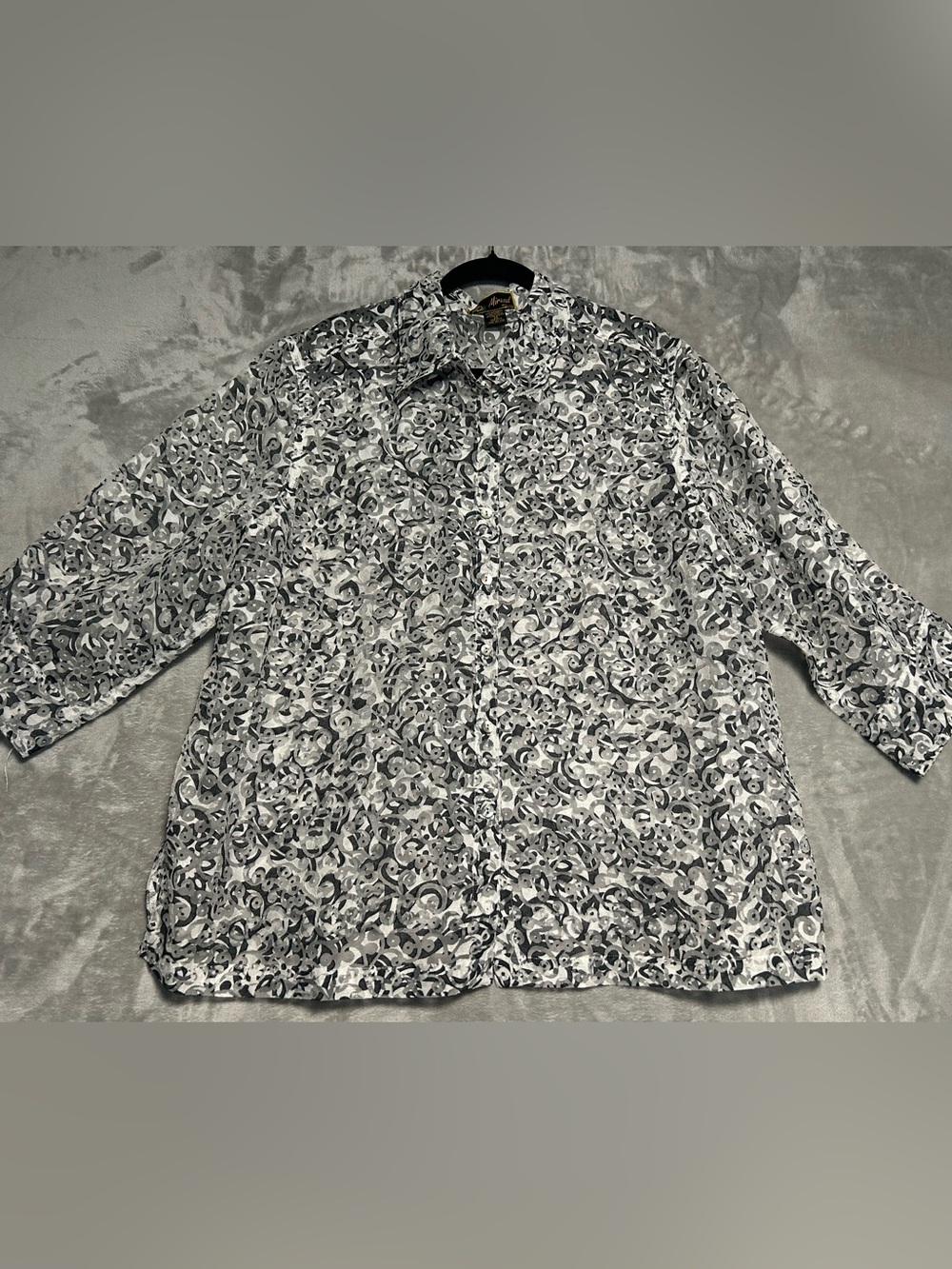 Mirasol Button Down Topper Linen Blend Shirt Women’s 2X Sheer
